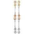 14K Tri-Color Gold .61ct Diamond Designer Drop Earrings