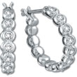 14K White Gold .52ct Diamond Bezel Set Hoop Earrings