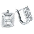 14K White Gold Baguette .90ct Diamond French-Style Hoop Earrings