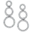 14K White Gold 1.0ct  98-Diamond Triple Circle Graduated Post Dangle Earrings
