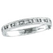 14K White Gold Princess Cut & Round Diamond Bangle Bracelet