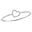 14K White Gold Diamond Heart Bangle Bracelet
