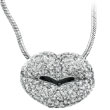 14K White Gold 1.5ct Diamond Lips Pendant On Snake Chain Necklace