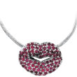 18K White Gold Pink Sapphire Lips Pendant on Snake Chain Necklace