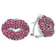 18K White Gold 2.72ct Genuine Precious Pink Sapphire Lips French-Style Post Earrings