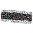 14K White Gold Pink Sapphire and Diamond Eternity Band Ring