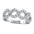 14K White Gold Diamond Swirl Open Circle Ring