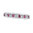 14K White Gold Pink Sapphire And Diamond Stackable Ring
