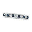 14K White Gold Sapphire And Diamond Stack Ring