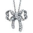 14K White Gold .26ct Diamond Bow Pendant On Link Chain Necklace