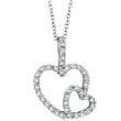 14K White Gold .40ct Diamond Double Heart Pendant Necklace