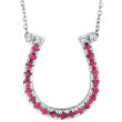 14K White Gold .21ct Pink Sapphire & .04ct Diamond Horseshoe Pendant Necklace