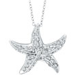 14K White Gold .50ct Diamond Starfish Pendant On Cable Chain Necklace