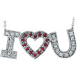 14K White Gold .30ct Diamond & .20ct Pink Sapphire "I Love You" Pendant Necklace