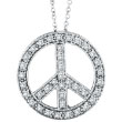 14K White Gold .50ct Diamond Peace Sign Pendant On Cable Chain Necklace