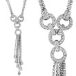 14K White Gold Diamond Circles & Drops Multi Chain Necklace