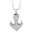 14K White Gold .80 Diamond Anchor Pendant On Chain Necklace