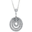 14K White Gold .88ct Diamond Graduated Circle Pendant On Cable Chain Necklace
