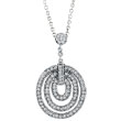 14K White Gold .88ct Diamond Graduated Circle Pendant On Cable Chain Necklace