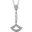 14K White Gold .28ct Diamond Chandelier Drop Pendant On Cable Chain Necklace