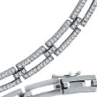 14K White Gold Open Long Link Diamond Stampato Necklace