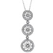 14K White Gold .86ct Diamond Triple Circle Pendant On Cable Chain Necklace