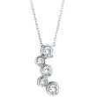 14K White Gold .51ct Diamond Graduated 5-Stone Bezel Pendant On Cable Chain Necklace
