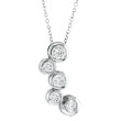 14K White Gold .75ct Diamond Graduated Circle Bezel Pendant on Cable Chain Necklace