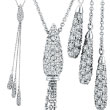 14K White Gold Diamond Centerpiece & Drops Cable Chain Necklace