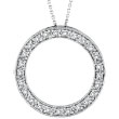 14K White Gold .53ct Diamond Eternity Circle Pendant On Cable Chain Necklace
