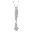 14K White Gold 1.0ct Diamond Dangling Triple Heart Pendant On Cable Chain Necklace