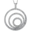 14K White Gold Designer 1.0ct Diamond 3-Circle Pendant On Cable Chain Necklace