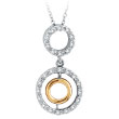 14K Two-Tone Gold Diamond Circle Charm Cable Chain Necklace