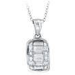 14K White Gold Princess & Baguette Cut .51ct Diamond Pendant On Cable Chain Necklace
