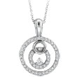 14K White Gold .51ct Diamond Circular Designer Pendant On Cable Chain Necklace