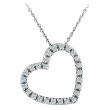 14K White Gold .25ct Diamond Slanted Heart Pendant On Cable Chain Necklace G-H SI1-SI2