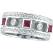 14K White Gold Antique Style Ruby & .06ct Diamond Ring