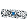 14K White Gold Antique Style Sapphire & .18ct Diamond Fashion Ring