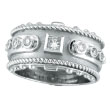 14K White Gold Antique Style Detailed .34ct Diamond Ring