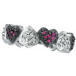 14K White Gold Pink Sapphire and .25ct Diamond Heart Eternity Ring
