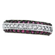 14K White Gold Pink Sapphire & .29ct Diamond Fashion 3-Tier Ring