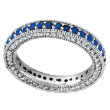 14K White Gold 3-Tier .86ct Sapphire & .60ct Diamond Eternity Band Ring