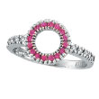 14K White Gold .14ct Diamond & .22ct Pink Sapphire Circle Ring