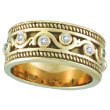 18K Yellow Gold Antique Rustic Style .24ct Diamond Band Ring