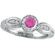 14K White Gold .30ct Pink Sapphire With .14ct Diamond Bezel Ring