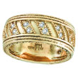 18K Yellow Gold Rustic-Style .53ct Diamond Band Eternity Ring