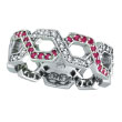 14K White Gold .41ct Pink Sapphire & .34ct Diamond Twisted Open Hexagonal-Shaped Eternity Ring