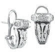 18K White Gold Antique-Style .59ct Diamond Scroll French-Style Post Earrings