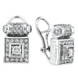 18K White Gold Antique-Style 1.5ct Diamond Scroll-Design French-Style Post Earrings