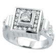 18K White Gold Antique Style Square Multiple-Tiered .50ct Diamond Ring